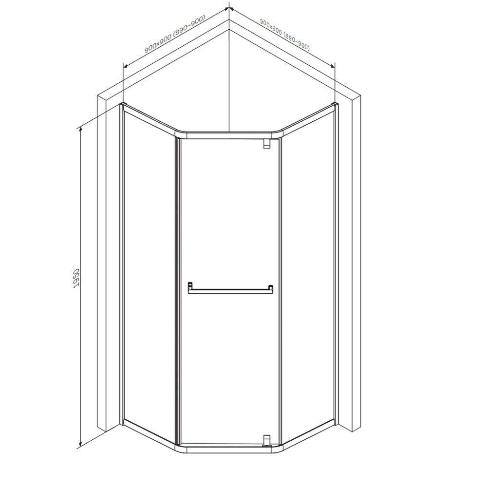 Душевая кабина AM.PM Gem 5-corner Pivot W90UG-405-9090-MT