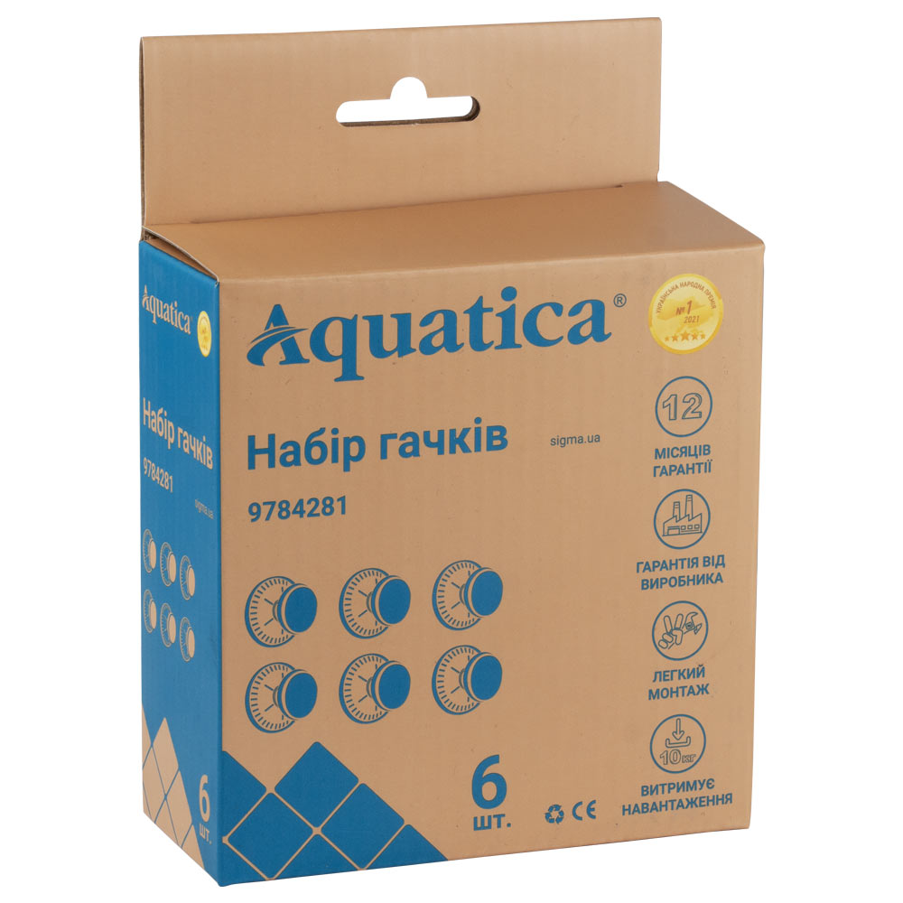 Крючки на вакуумных присосках Aquatica s42 Ø40×40мм цветные (6шт) (9784281)
