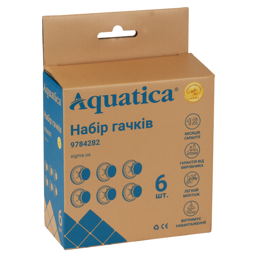 Крючки на вакуумных присосках Aquatica s42 Ø40×40мм черный/белый (6шт) (9784282)