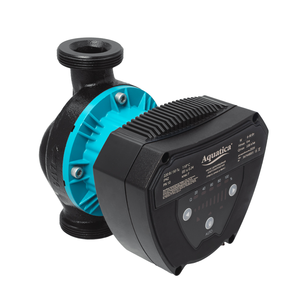 Циркуляционный насос Aquatica GPA32-6/180 IV энергосберегающий, 6-90Вт Hmax 6м Qmax 108л/мин Ø2" 180мм + гайки (774073)