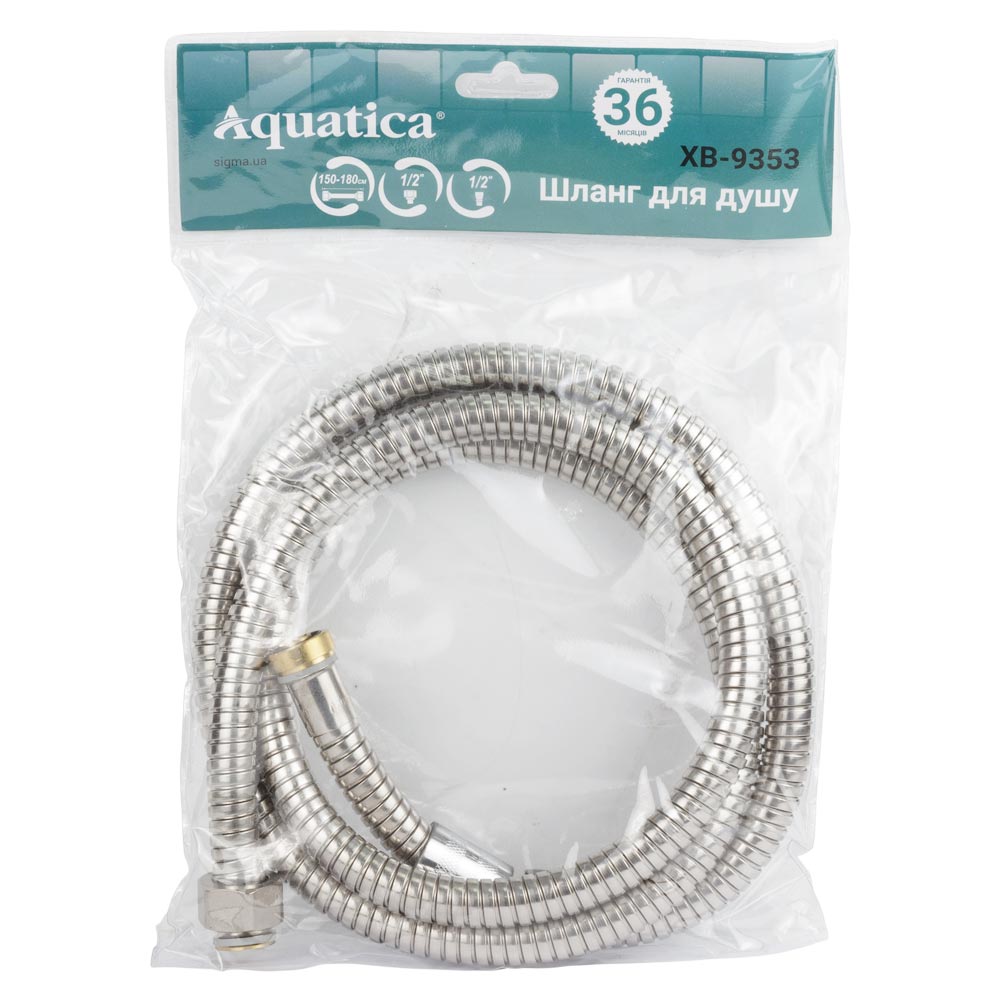 Шланг для ручного душа Aquatica 1/2" SS растяжимый с подшипником 150-180 см (9792040)