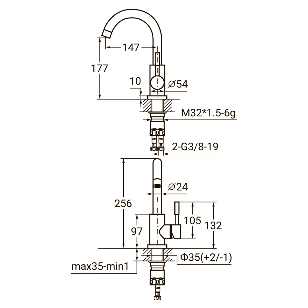 Змішувач для раковини Aquatica KT-1A270P 9722011