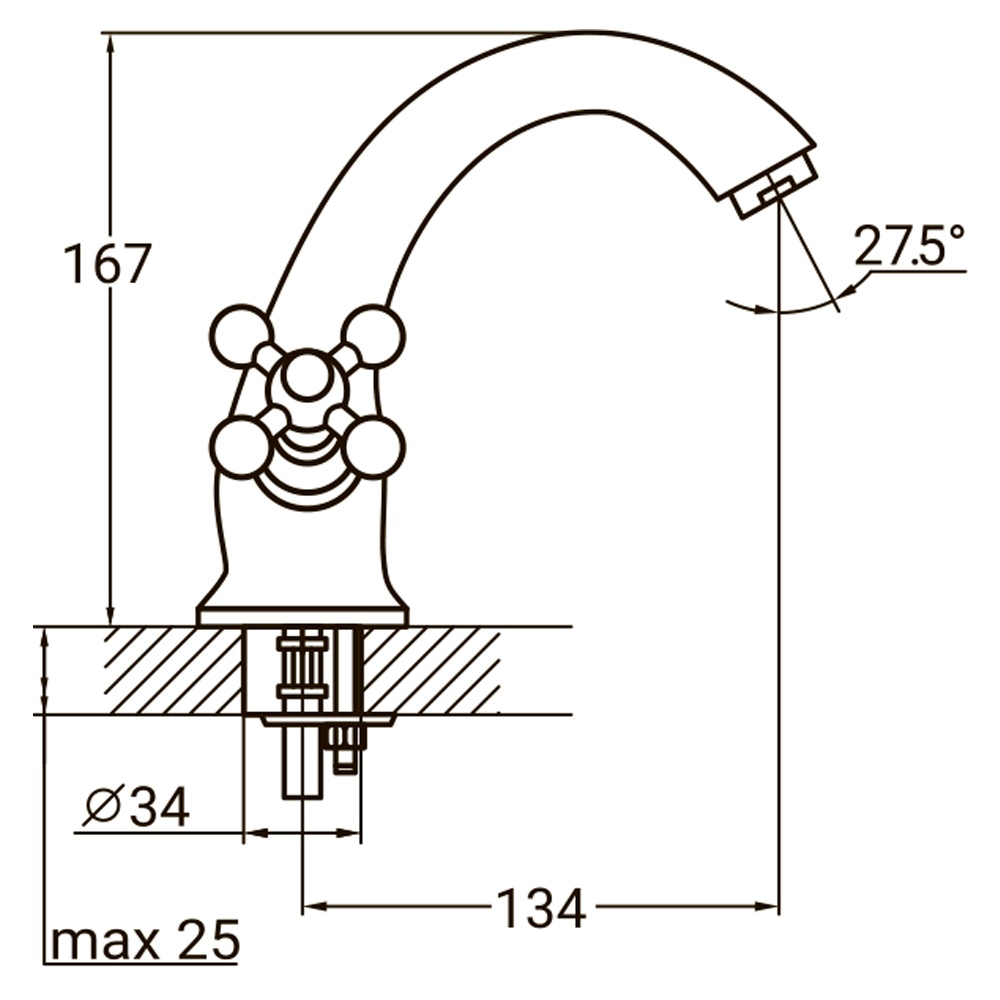 Змішувач для раковини Aquatica PL-2A155C 9777000