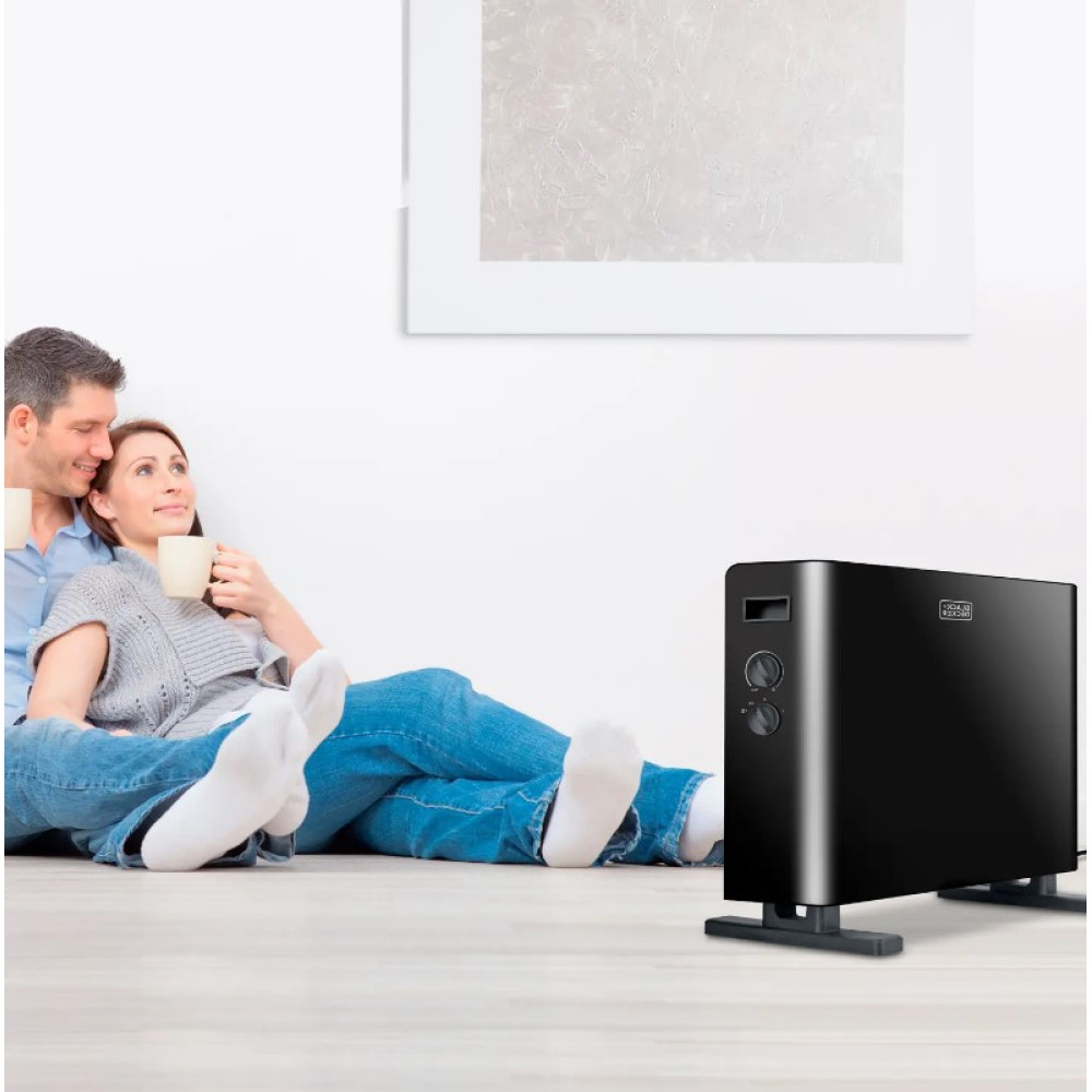 Конвекторний обігрівач BLACK+DECKER 2,0 кВт, площа обігріву 20 кв.м., підлоговий, чорний (BXCSH2000E)