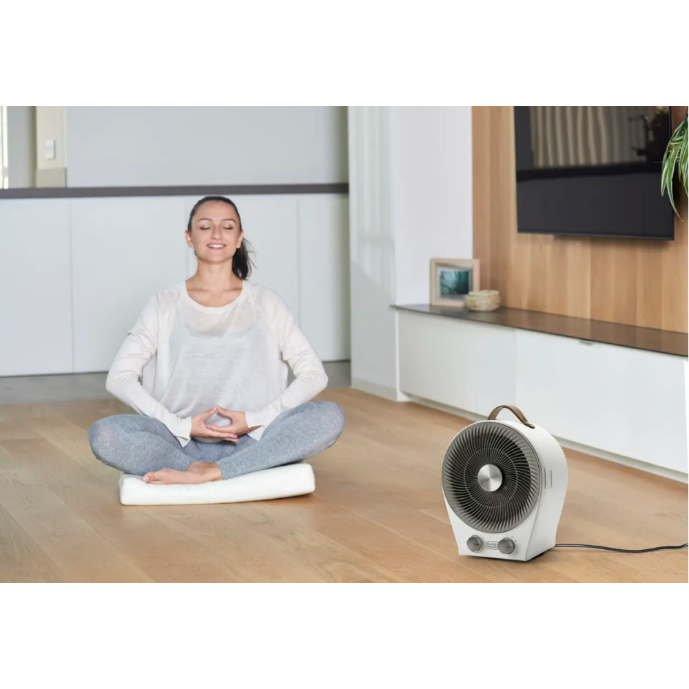 Тепловентилятор BLACK+DECKER 2,0 кВт, площадь обогрева 20 кв.м., напольный, белый (BXFSH2000E)