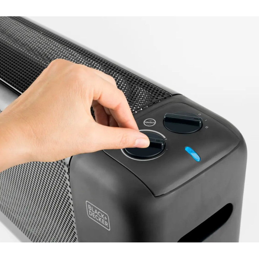 Мікатермічний обігрівач BLACK+DECKER 1500 Вт, площа обігріва 15 кв.м., підлоговий, чорний (BXMRA1500E)