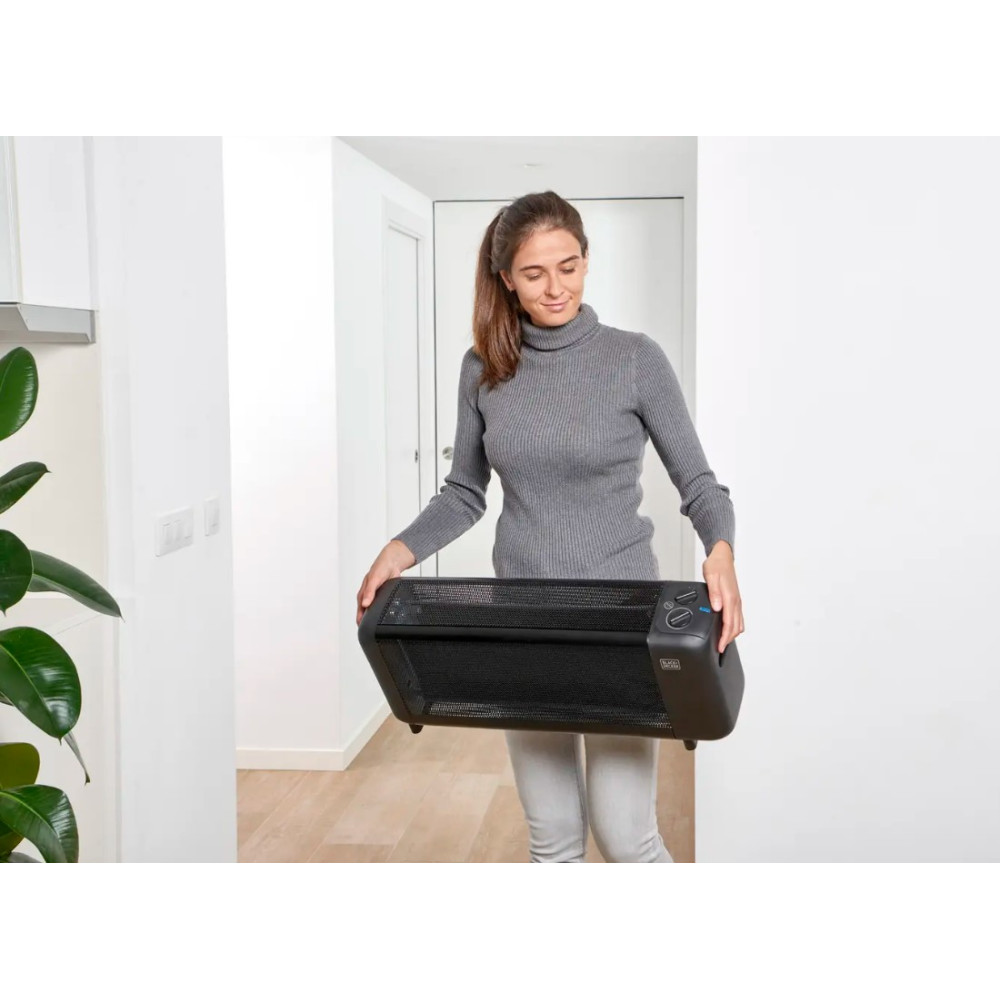 Мікатермічний обігрівач BLACK+DECKER 1500 Вт, площа обігріва 15 кв.м., підлоговий, чорний (BXMRA1500E)