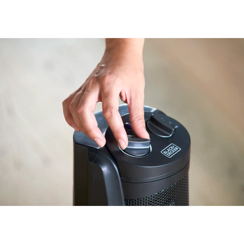 Тепловентилятор BLACK+DECKER 2,0 кВт, площадь обогрева 20 кв.м., напольный, черный (BXSH2002E)