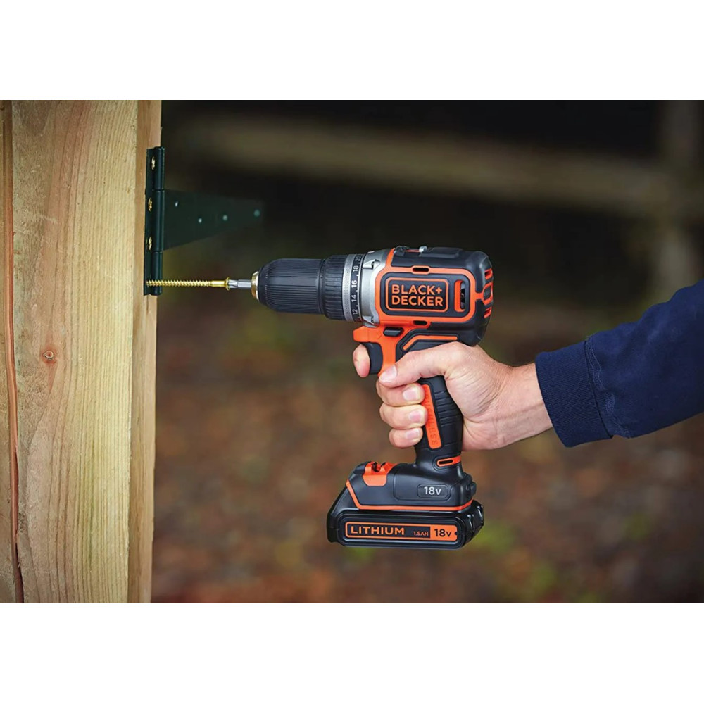 Дрель-шуруповерт аккумуляторная бесщеточная Black Decker с АКБ и ЗУ BL186KB