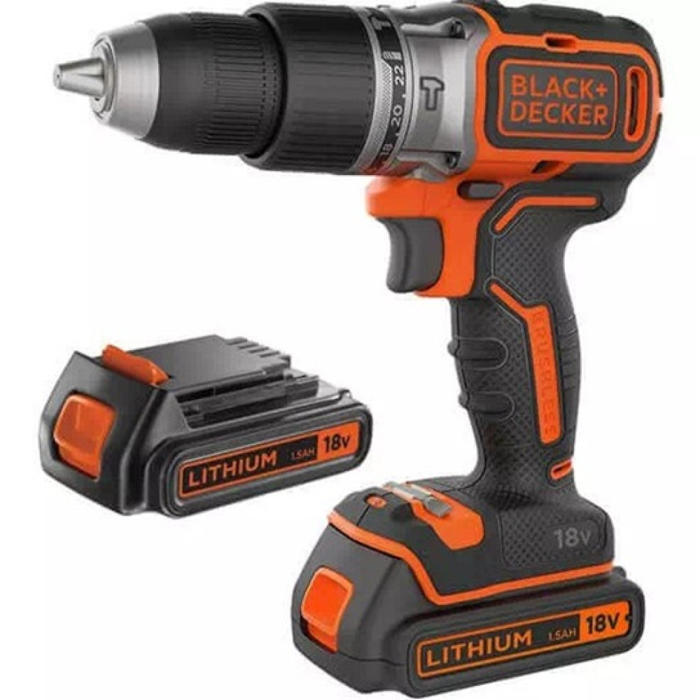 Дриль-шурупокрут акумуляторний безщітковий ударнийBlack&Decker з АКБ та ЗП BL188KB