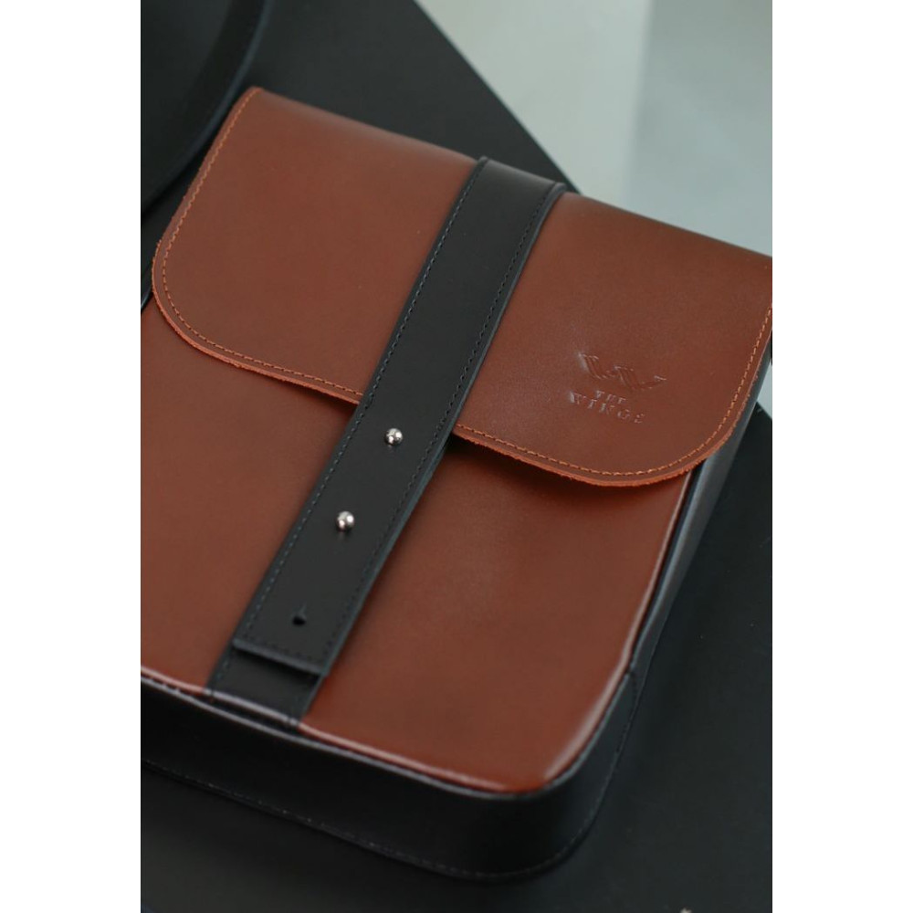 Сумка жіноча шкіряна The Wings MINI BAG коричнево-чорна