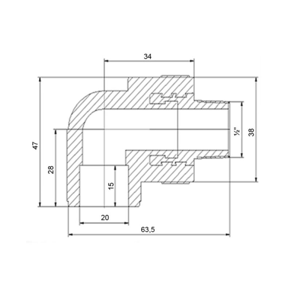 Кутник PPR Blue Ocean 20х1/2", 90° ЗР SD00009984