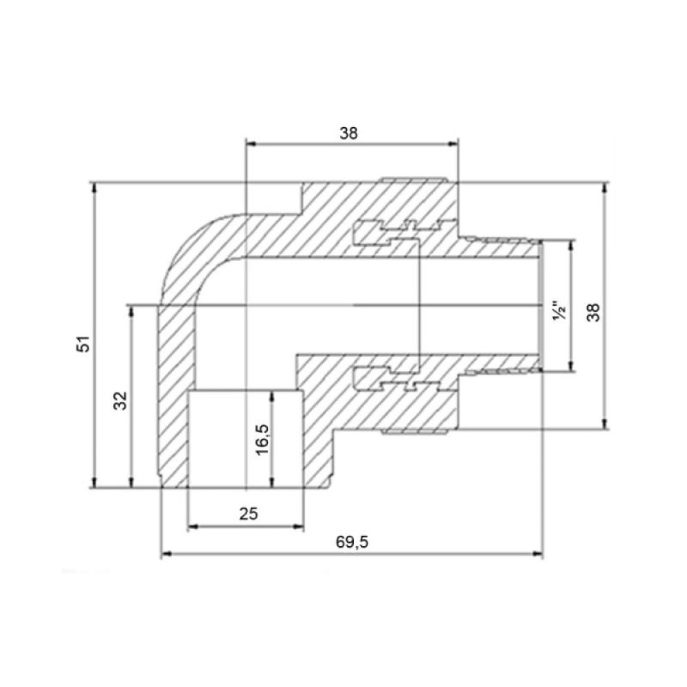 Кутник PPR Blue Ocean 25х1/2", 90° ЗР SD00009989