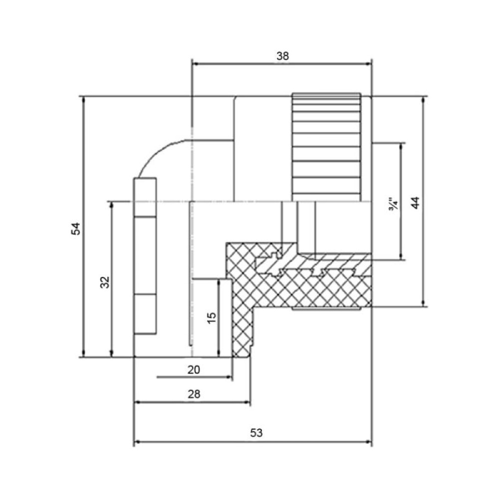 Кутник PPR Blue Ocean настінний з кріпленням 20х3/4", 90° ВР SD00010041