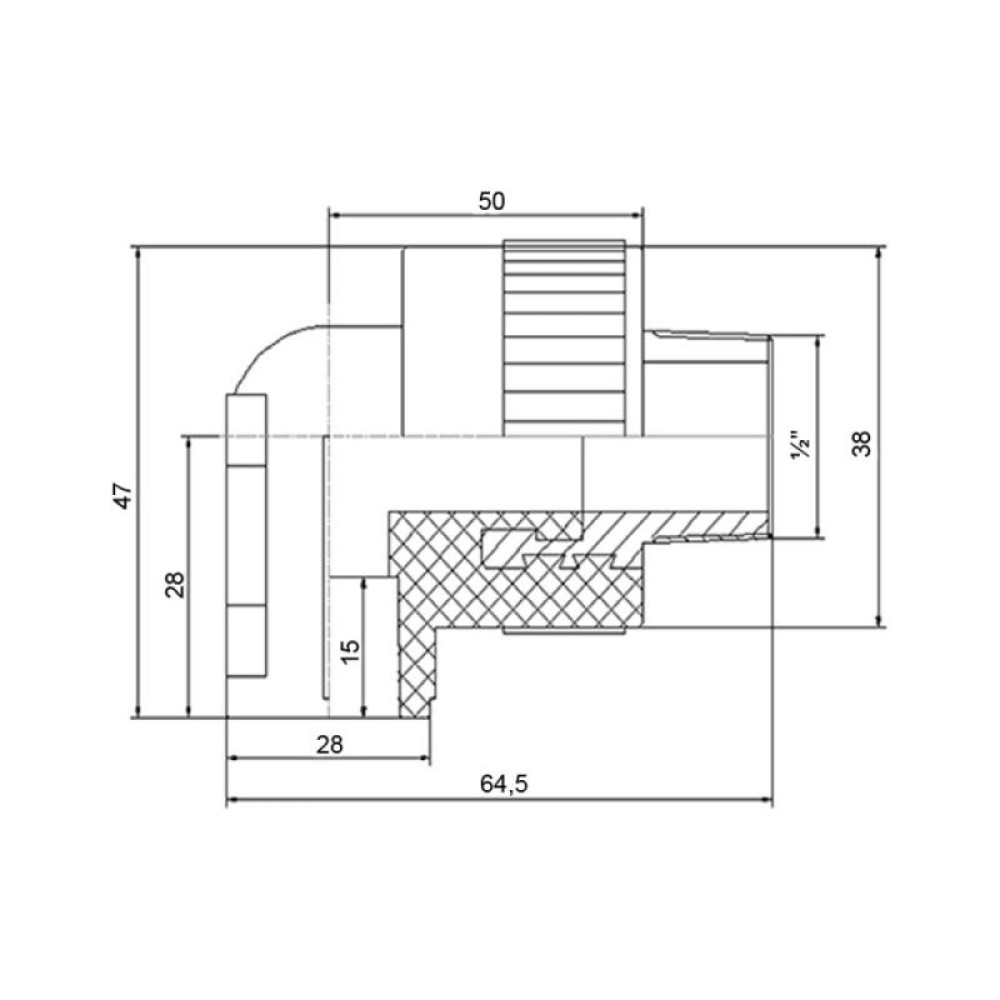 Уголок PPR Blue Ocean настенный с креплением 20х1/2", 90° ЗР SD00010048