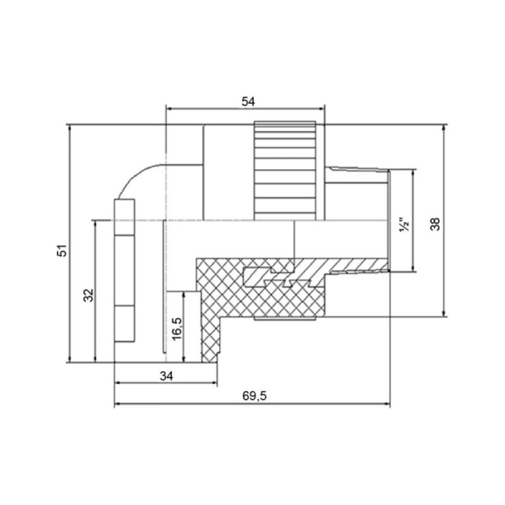 Кутник PPR Blue Ocean настінний з кріпленням 25х1/2", 90° НР SD00010051