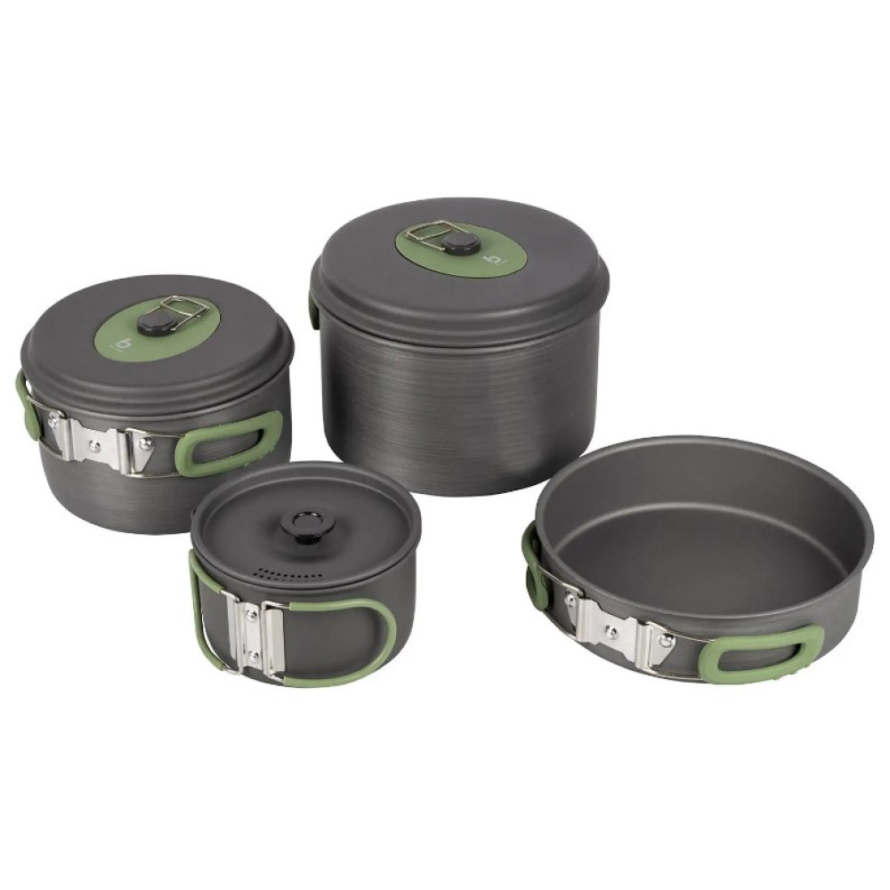 Набір посуду Bo-Camp Explorer 4 Pieces Hard Anodized Grey/Green (2200244) (DAS301407)
