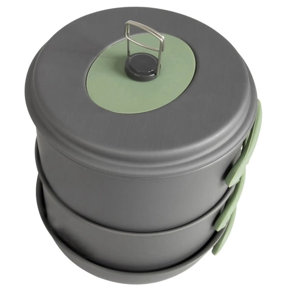 Набір посуду Bo-Camp Explorer XL 4 Pieces Hard Anodized Grey/Green (2200249) (DAS302116)