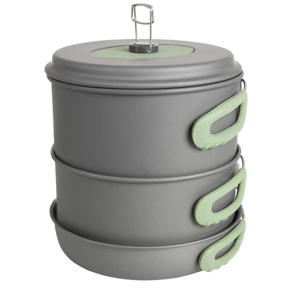 Набір посуду Bo-Camp Explorer XL 4 Pieces Hard Anodized Grey/Green (2200249) (DAS302116)