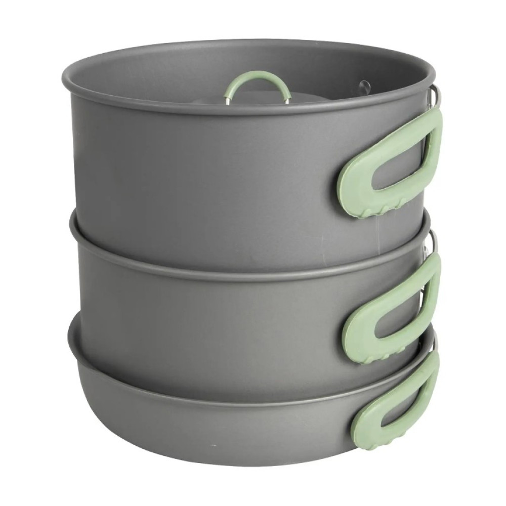 Набір посуду Bo-Camp Explorer XL 4 Pieces Hard Anodized Grey/Green (2200249) (DAS302116)