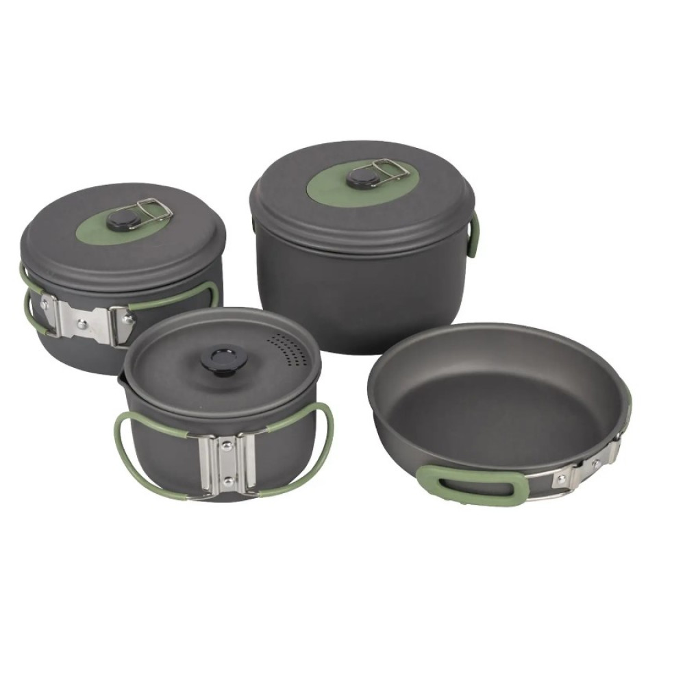 Набір посуду Bo-Camp Explorer 4 Pieces 19 Hard Anodized Grey/Green (2200241) (DAS302733)