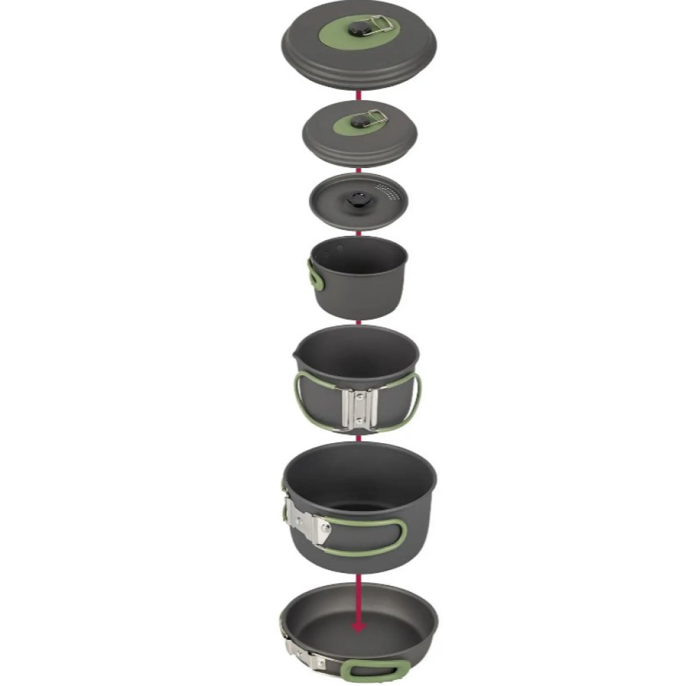 Набір посуду Bo-Camp Explorer 4 Pieces 19 Hard Anodized Grey/Green (2200241) (DAS302733)