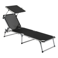 Ліжко розкладне Bo-Camp Sun Lounger With Sunscreen 5 Positions Black (1304460)