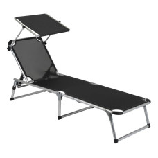 Ліжко розкладне Bo-Camp Sun Lounger With Sunscreen 5 Positions Black (1304460)