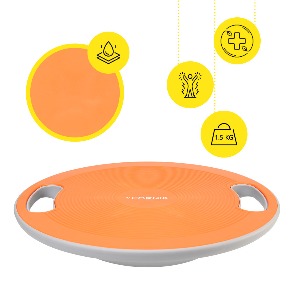 Балансировочная платформа Cornix круглая, пластиковая Orange/Grey XR-0444