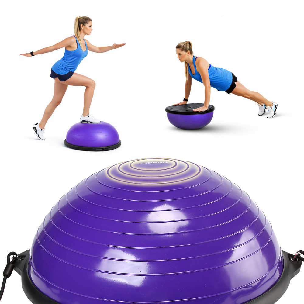 Балансировочная платформа (полусфера) Cornix Bosu Ball 58 см с эспандерами Violet XR-0454