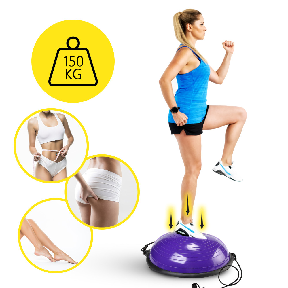 Балансировочная платформа (полусфера) Cornix Bosu Ball 58 см с эспандерами Violet XR-0454