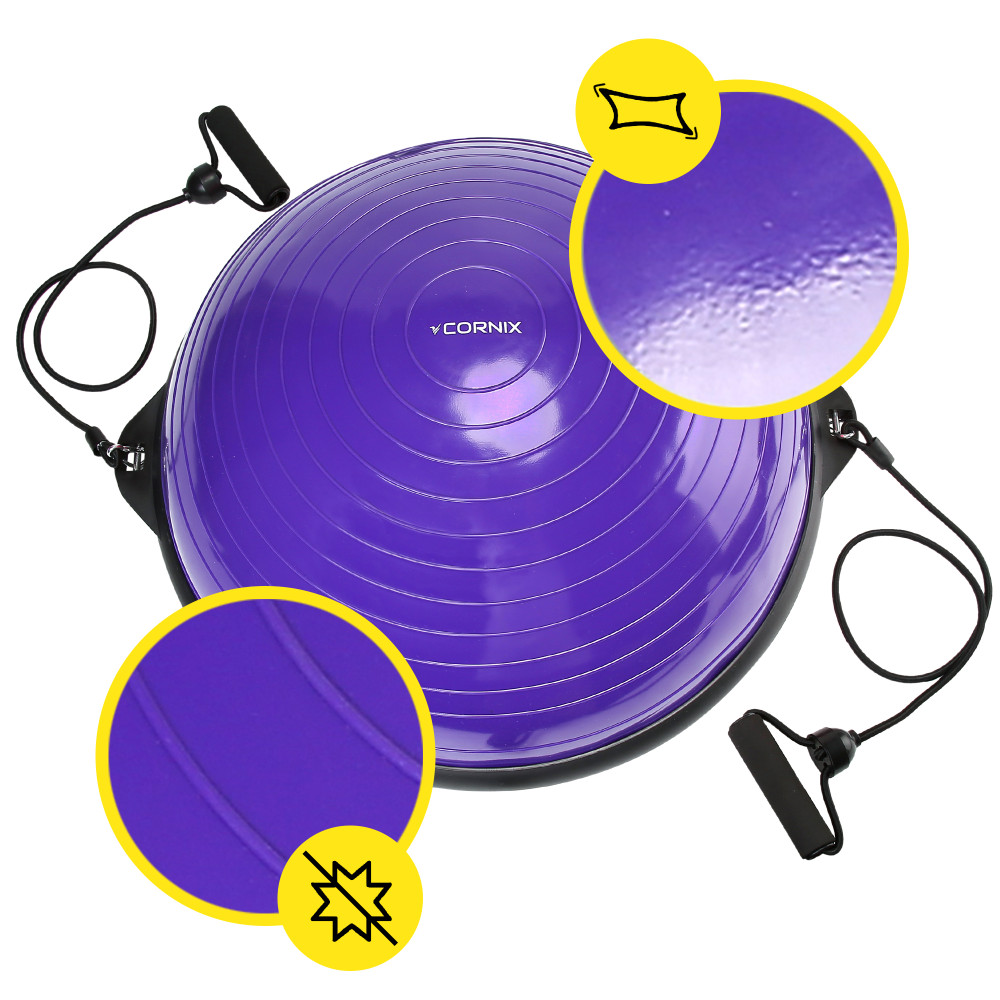 Балансировочная платформа (полусфера) Cornix Bosu Ball 58 см с эспандерами Violet XR-0454