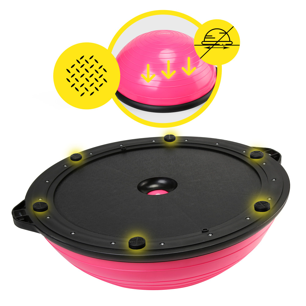 Балансувальна платформа (півсфера) Cornix Bosu Ball 58 см з еспандерами Pink XR-0456