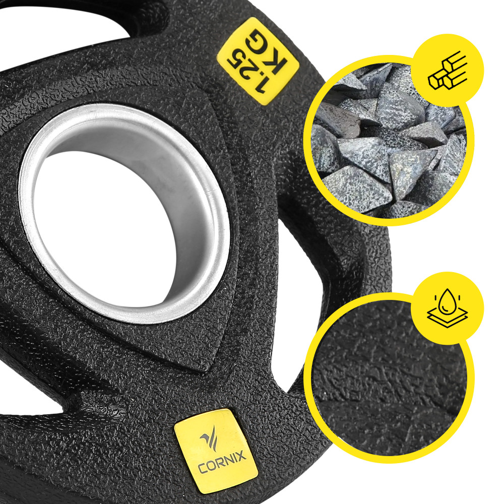 Диск олімпійський Cornix 1 x 1.25 кг 51 мм металевий, прогумований Black XR-0423
