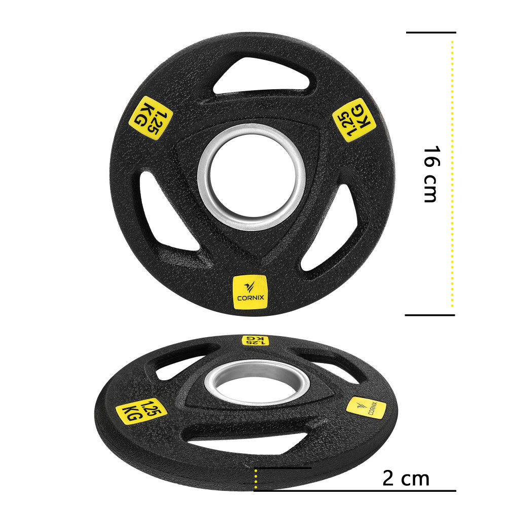 Диск олімпійський Cornix 1 x 1.25 кг 51 мм металевий, прогумований Black XR-0423