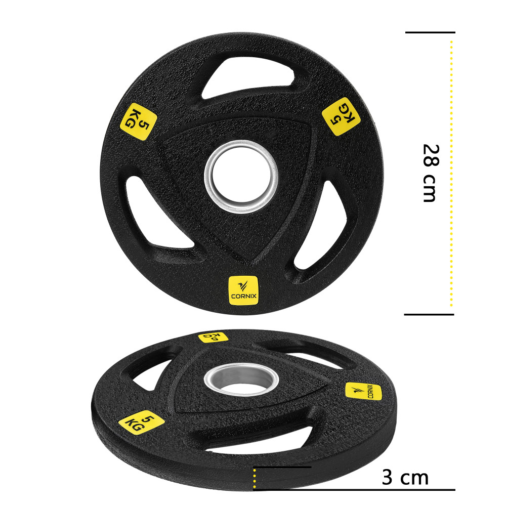 Диск олимпийский Cornix 1 x 5 кг 51 мм металлический, прорезиненный Black XR-0425