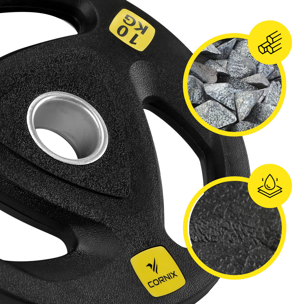 Диск олимпийский Cornix 1 x 10 кг 51 мм металлический, прорезиненный Black XR-0426