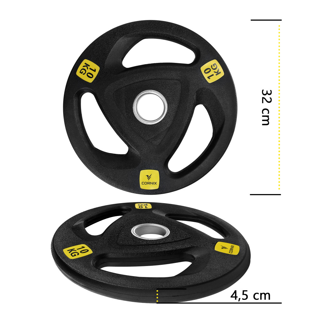 Диск олимпийский Cornix 1 x 10 кг 51 мм металлический, прорезиненный Black XR-0426