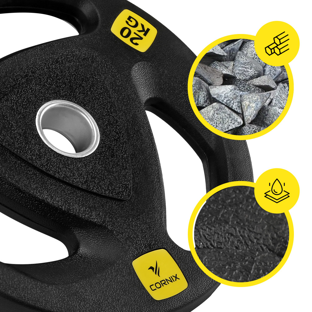 Диск олімпійський Cornix 1 x 20 кг 51 мм металевий, прогумований Black XR-0428