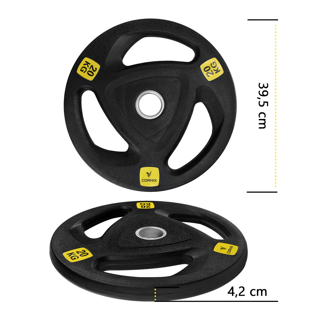 Диск олімпійський Cornix 1 x 20 кг 51 мм металевий, прогумований Black XR-0428