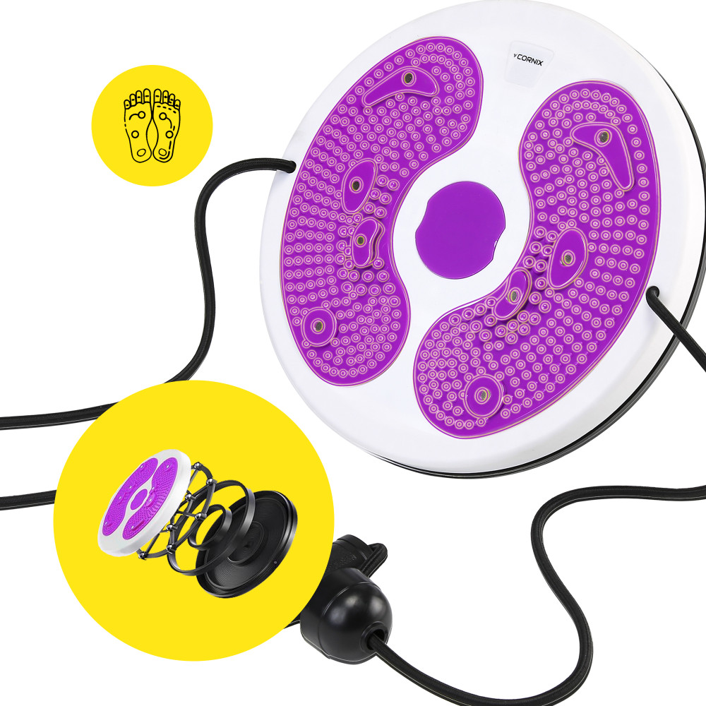 Диск для талии Cornix Twisting Waist Disc с эспандерами White/Violet XR-0449