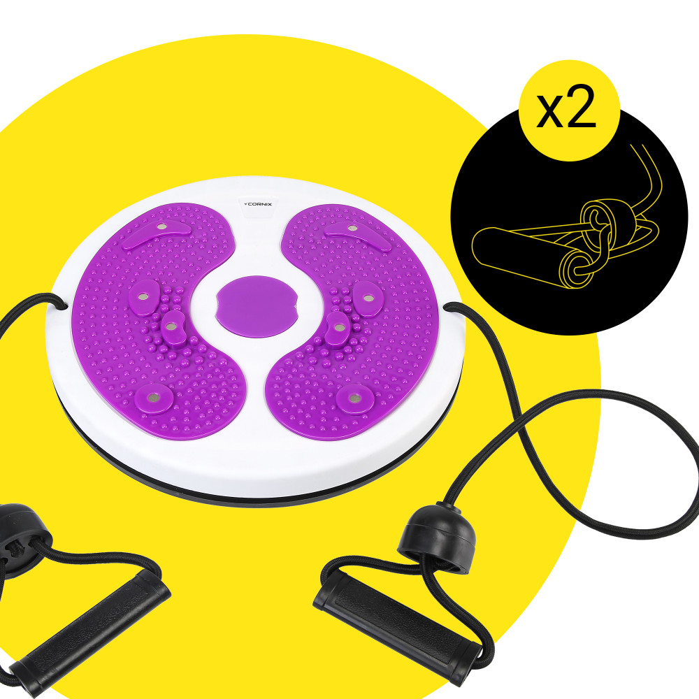 Диск для талии Cornix Twisting Waist Disc с эспандерами White/Violet XR-0449