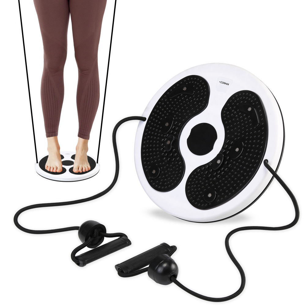 Диск здоров'я для талії Cornix Twisting Waist Disc з еспандерами White/Black XR-0451