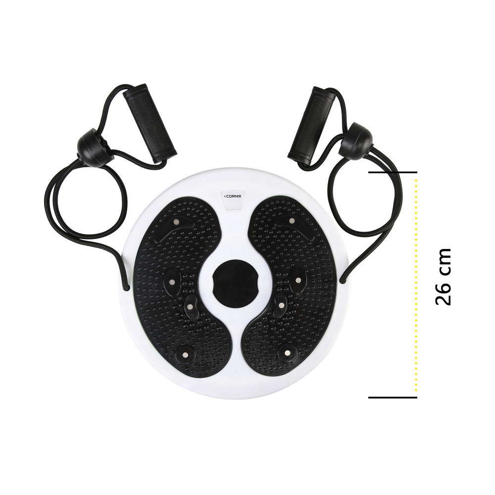 Диск здоров'я для талії Cornix Twisting Waist Disc з еспандерами White/Black XR-0451