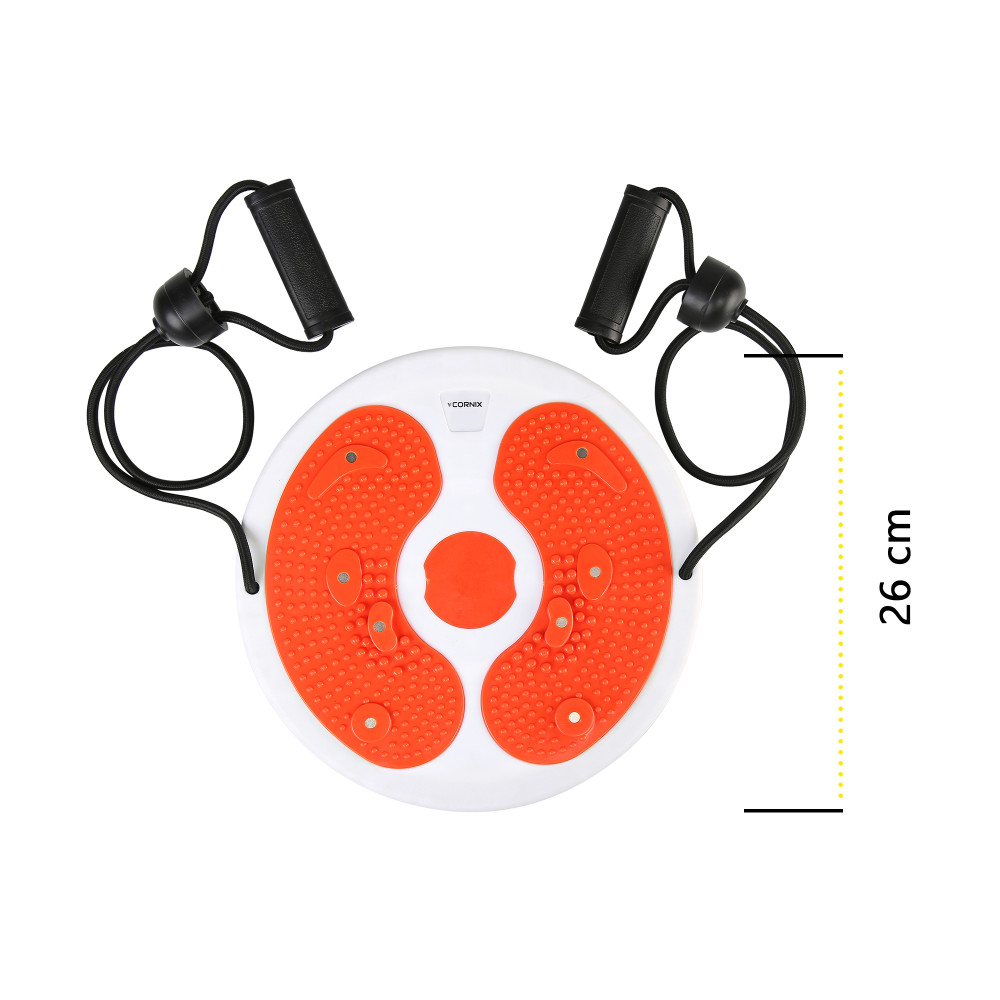 Диск здоров'я для талії Cornix Twisting Waist Disc з еспандерами White/Orange XR-0452