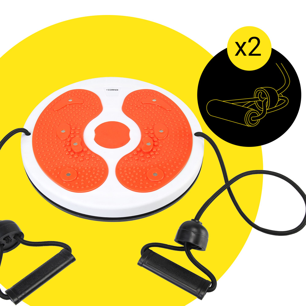 Диск здоров'я для талії Cornix Twisting Waist Disc з еспандерами White/Orange XR-0452