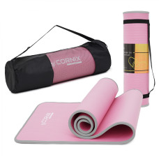 Килимок спортивний Cornix NBR 183 x 61 x 1 см для йоги та фітнесу XR-0095 Pink/Grey
