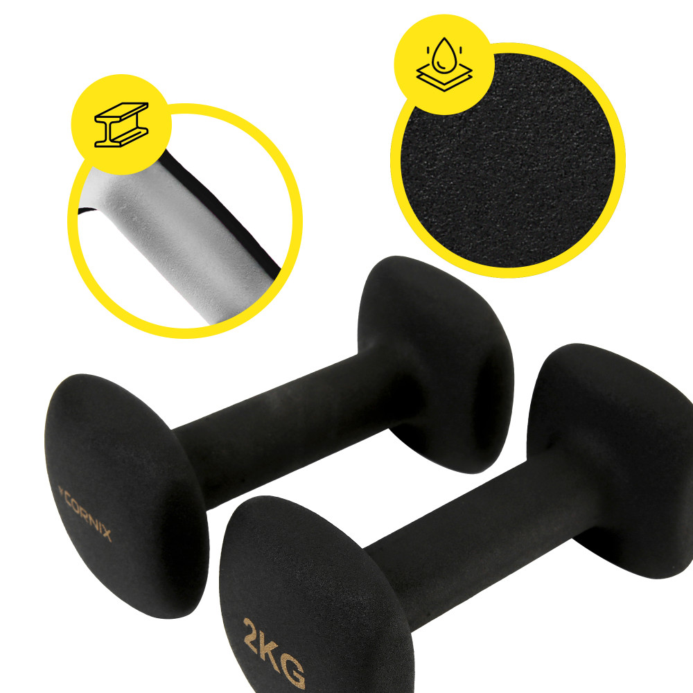 Гантели виниловые Cornix Square 2 x 2 кг XR-0407 Black
