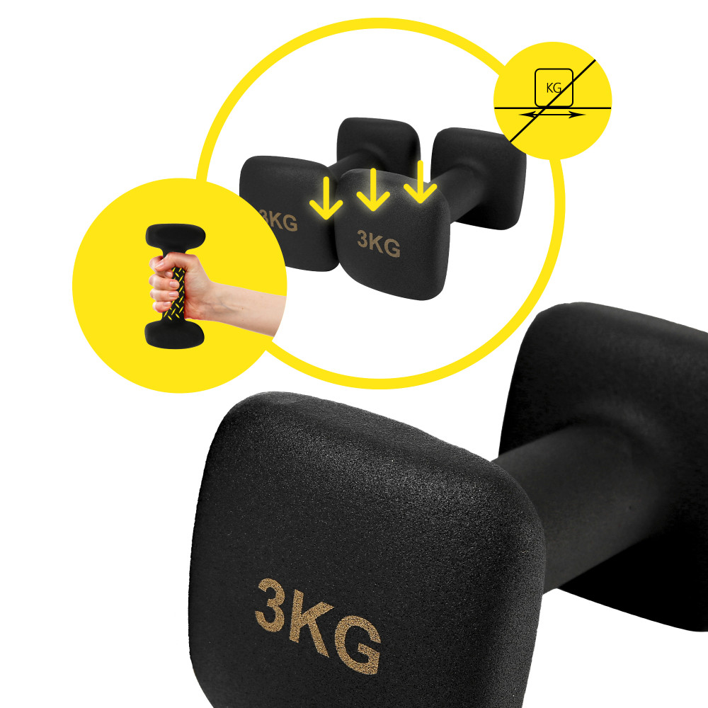 Гантели виниловые Cornix Square 2 x 3 кг XR-0408 Black