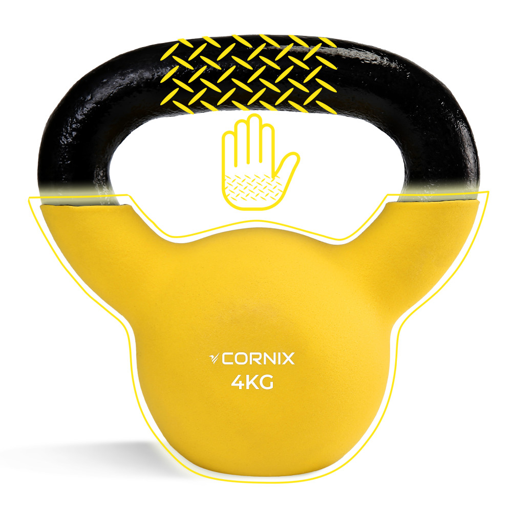 Гиря металлическая Cornix 4 кг с виниловым покрытием XR-0435 Yellow/Black